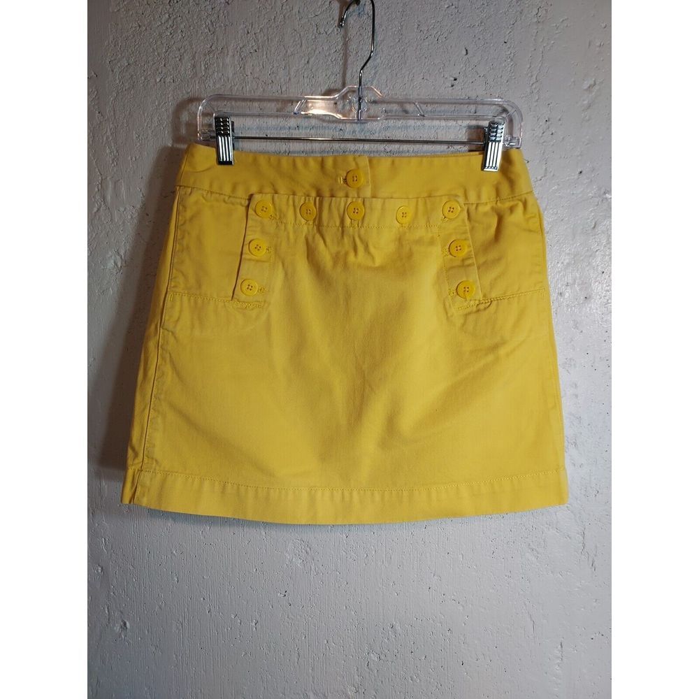 J. Crew Women's 4 Chino Classic Twill Cotton Mini Skirt Mustard Yellow Nautical